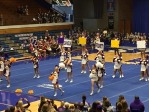 Campbell County Cheerleaders at the 2017 10th region cheerleading competition